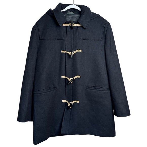 Ralph Lauren Wool Blend Toggle Black Duffle Coat Men Size XL